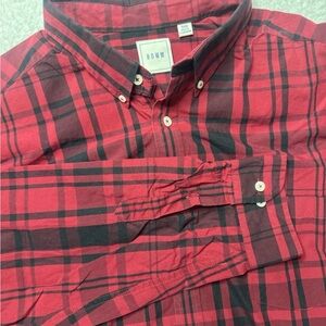 ROWM Button Up Shirt‎ Men's 3XB Red Plaid Cotton Blend Pocket